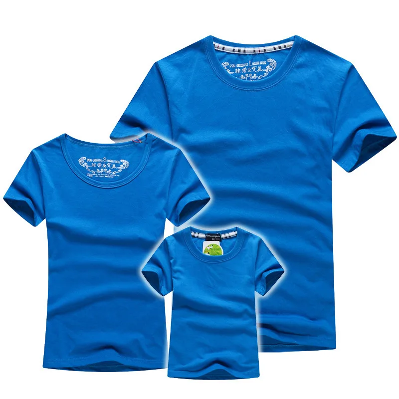 Однотонные Семейные футболки парные Летний стиль подходящая женская футболка