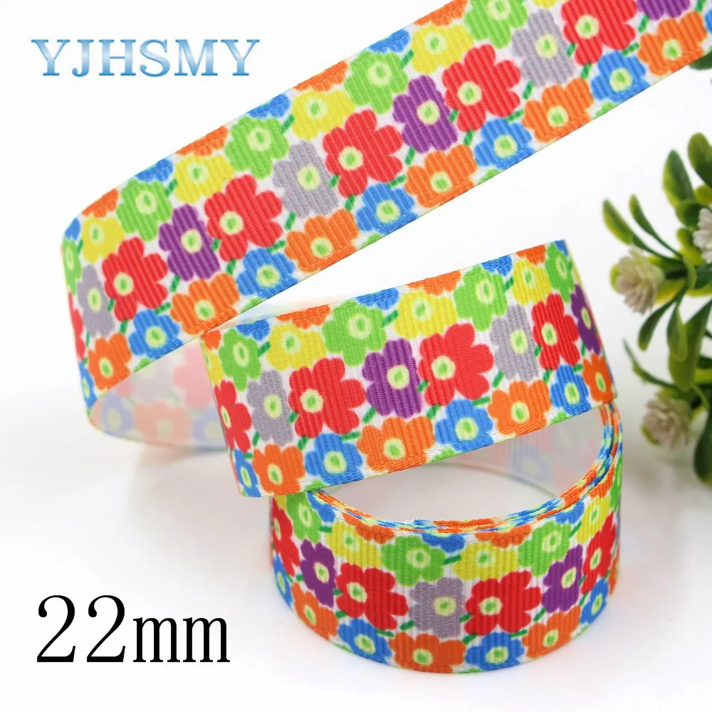 YJHSMY I 19321 662 22 мм 10 ярдов Цветок термопечать ленты grosgrain Бант колпачок DIY аксессуары