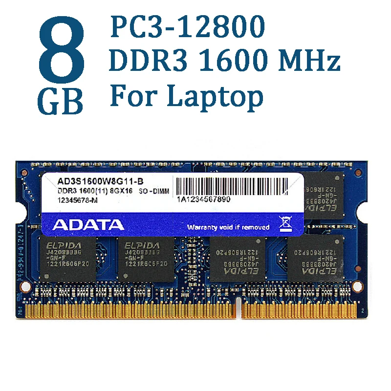 ADATA DDR3 DDR3L 2 ГБ 4 8 1600 МГц оперативная память SO DIMM 204 pin 1333 для Lenovo ThinkPad SONY Acer SAMSUNG HP