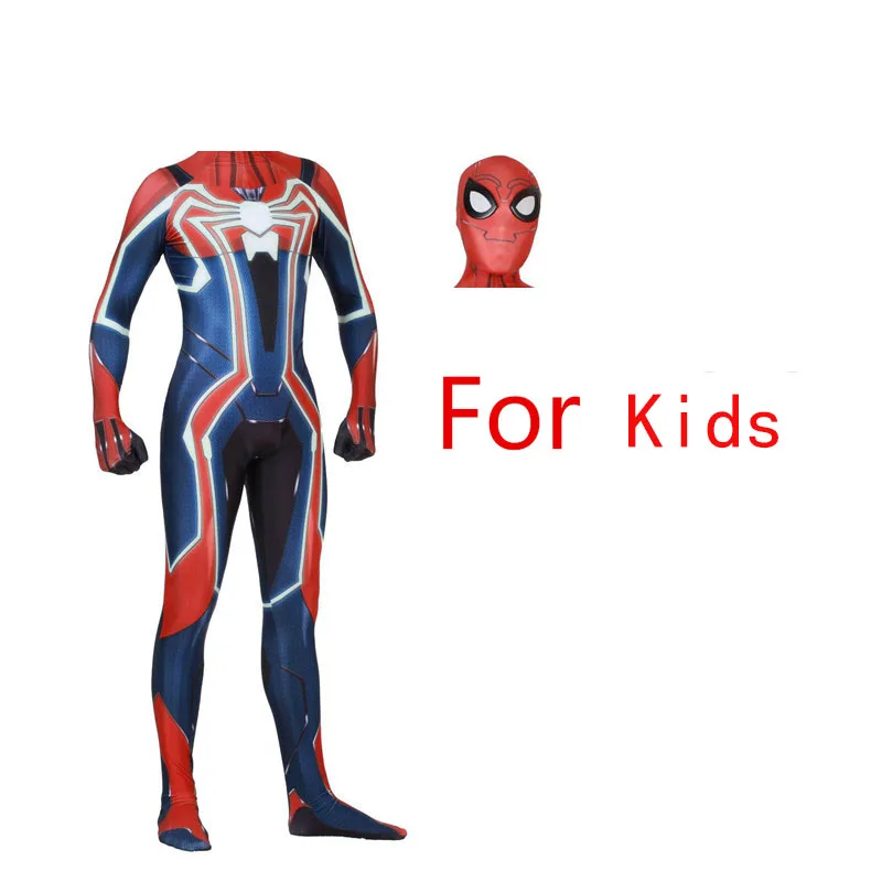 removable mask Kids Новинка, PS4, Insomniac, костюм Человека-паука, маска, костюм для взрослых, игры Человека-паука, косплей, костюм человека на Хэллоуин, спандекс, для взрослых и детей - Цвет: removable mask Kids