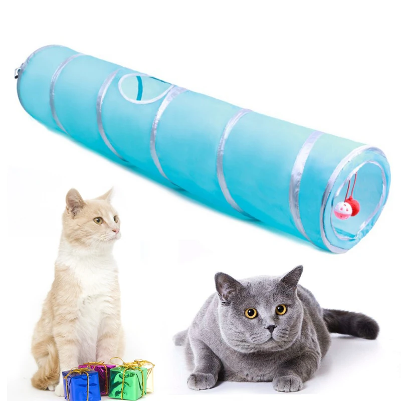 2 цвета складной мячик котенок игрушки Забавный питомец Кошка Туннель 2 отверстия играть трубы шарики щенок хорьки кролик играть собака Туннель трубы