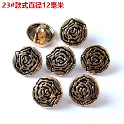 W 12mm 20Pcs/lot 11-12.5mm high-grade round button black gold white metal button men and women shirt clothes decorative buttons C086 - Цвет: W 12mm
