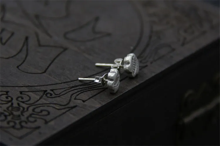 Handmade Silver S925 Sterling Girls Earrings Vintage Ethnic Style Small Fish Flower Shape Stud | Украшения и аксессуары