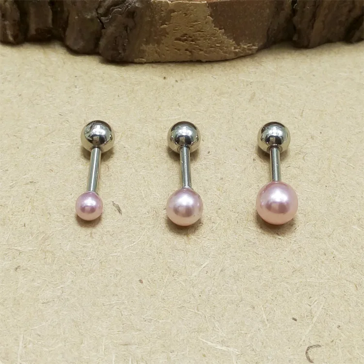 Модные женские серьги с розовым жемчугом из нержавеющей стали маленькие