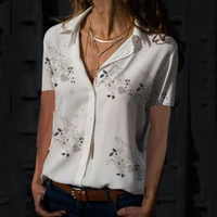 print v neck chiffon blouse women tops blouses 2019 summer elegant short sleeve female work shirts plus size 5xl lapel blusas