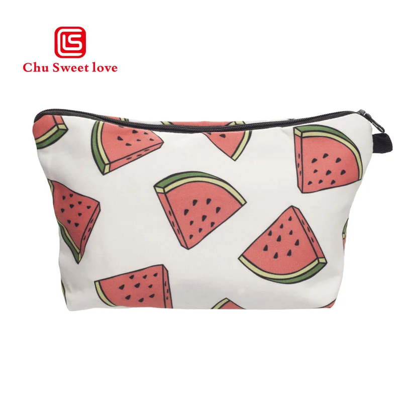 3D печать арбуза макияж сумки с разноцветным рисунком Милая Косметика Сумки для