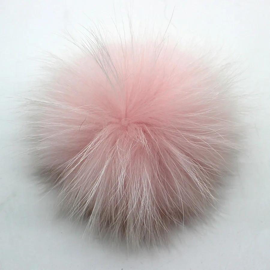 pure pink 10 шт./лот, 15 см, натуральный цвет, помпоны из натурального меха енота для сумок, вязаная шапочка, шапки, помпон из натурального меха - Цвет: pure pink