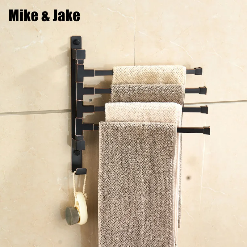 

Square brass bathroom towel bars wall towel racks black Movable towel holder bathroom towel shelf bathroom accessory