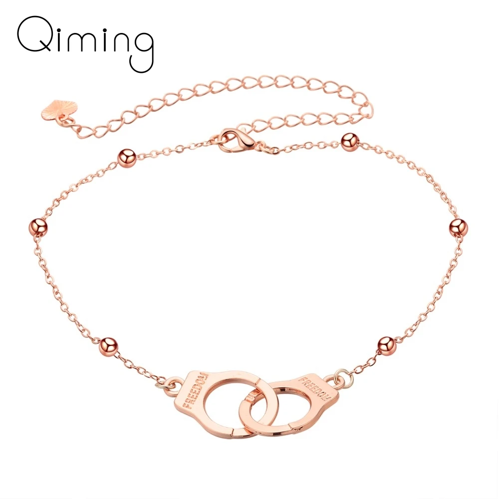 Beach Sexy Handcuffs Beads Anklet Bracelet Foot Lover Leg Chain for Girls Women Summer Couple Jewelry Christmas Gift