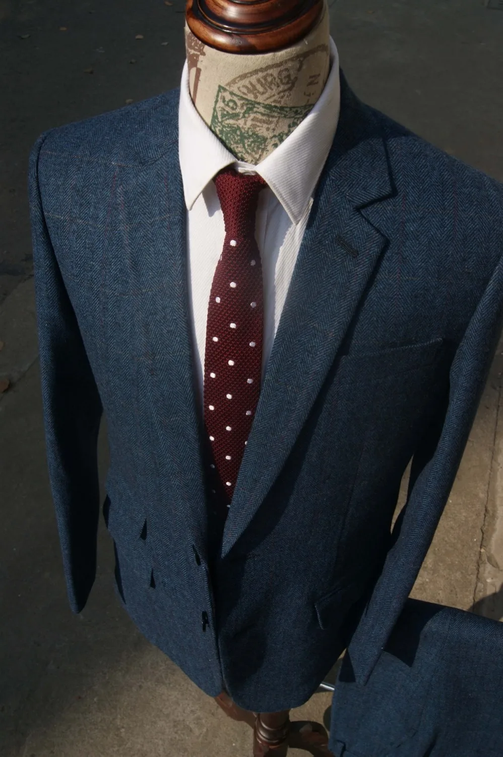 Airtailors синий твид Смокинги для женихов шерсть елочка британский стиль