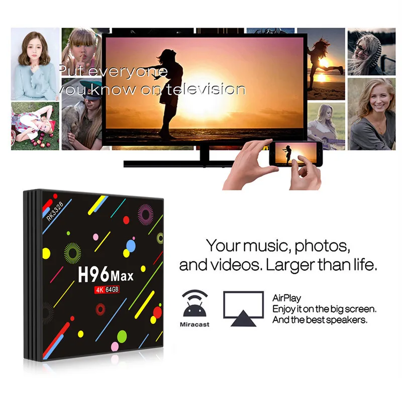 H96 MAX H2 Смарт ТВ приставка Android 7,1 RK3328 4 Гб ОЗУ 64 Гб ПЗУ приставка HDR10 USB3.0 2,4G/5G WiFi Bluetooth 4,0 4K медиаплеер