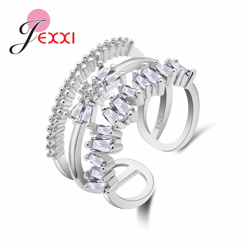 Женские красивые свадебные роскошные кольца на палец из стерлингового серебра 925