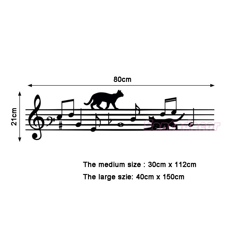 Виниловые наклейки с забавными котиками музыкой пентаграммой настенные