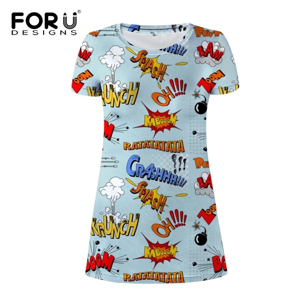 FORUDESIGNS/ платье для девочек, летние пляжные платья для женщин, забавный Американский комикс, женские платья, женская одежда