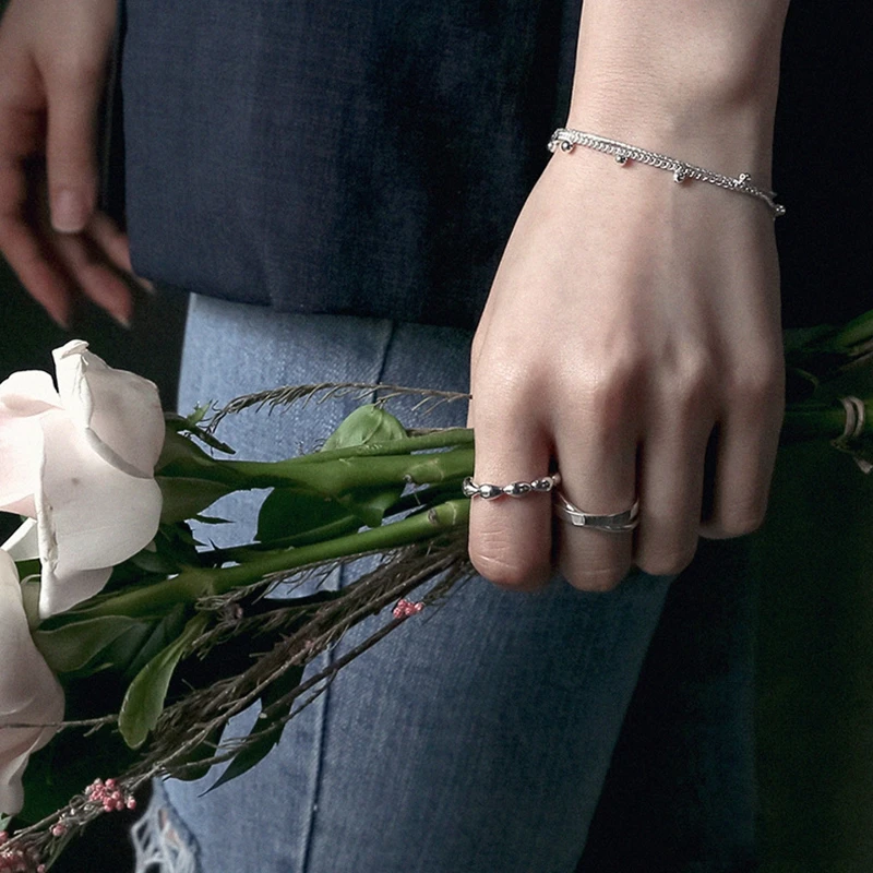 LouLeur, серебро 925 пробы, двойная петля, крестообразная Пряжка, кольца, серебро, простой стиль, кольца для женщин, креативное ювелирное изделие, подарок
