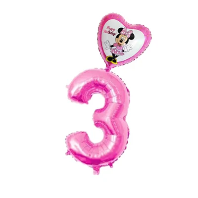 pink 3 32 дюйма розовый и голубой номер рисунок Фольга надувные шары Mickey воздушный шар "Минни" 1 2 3 4 5 6 7 8 9 лет Одежда для мальчиков и девочек День рождения украшения - Цвет: pink 3
