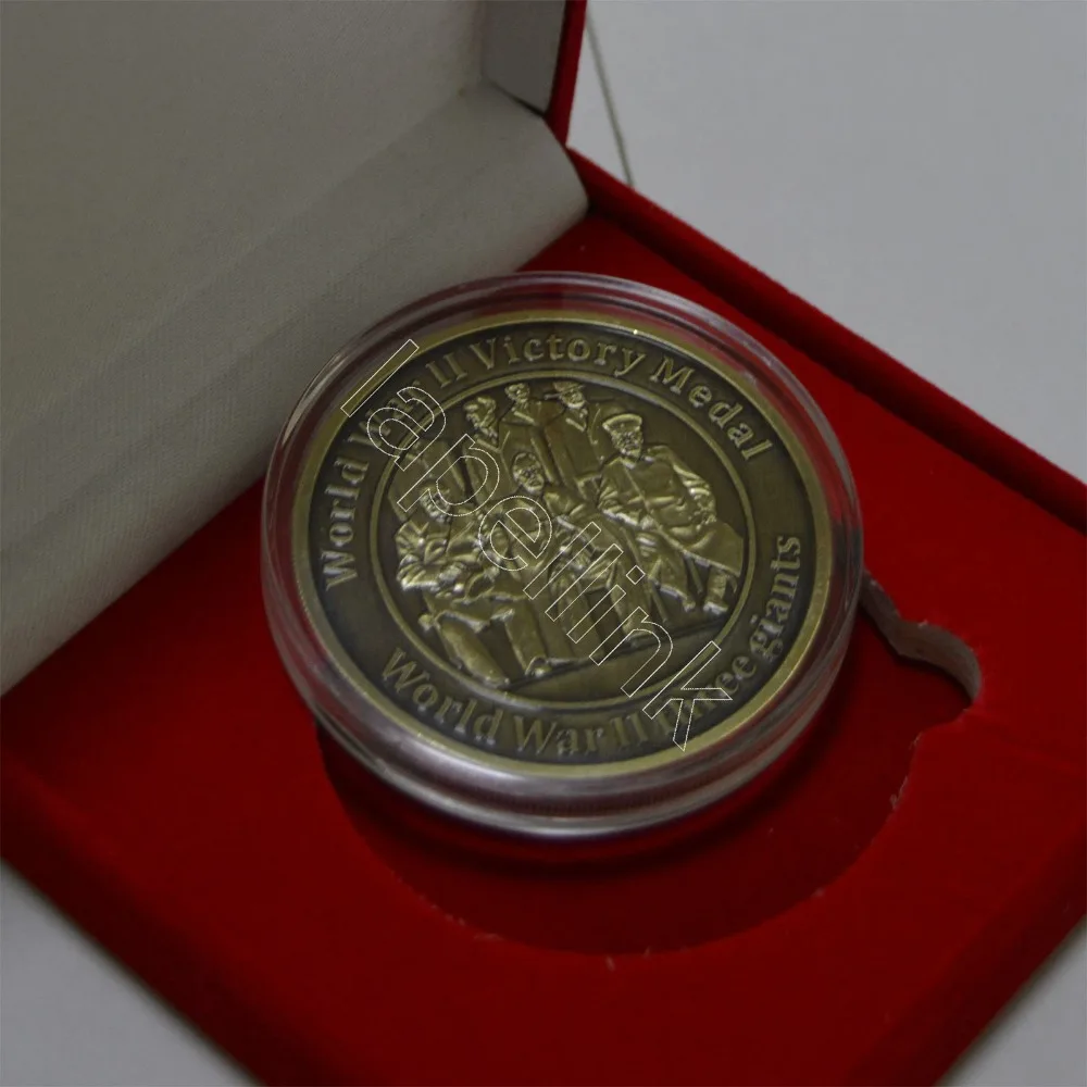 50 мм Античная бронзовая монета Купер Вторая мировая война памятная с красными