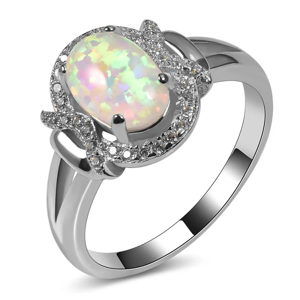 

Горячая Распродажа, свадебное кольцо с белым огненным опалом, Серебряное обручальное кольцо, размер 5 6 7 8 9 10 11 A124
