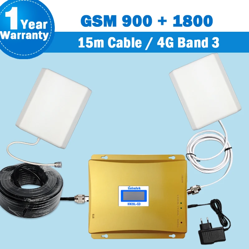 Lintratek Dual Band Repeater GSM 900 DCS/LTE 1800 группа 3 Мобильный телефон усилитель сигнала 65dB