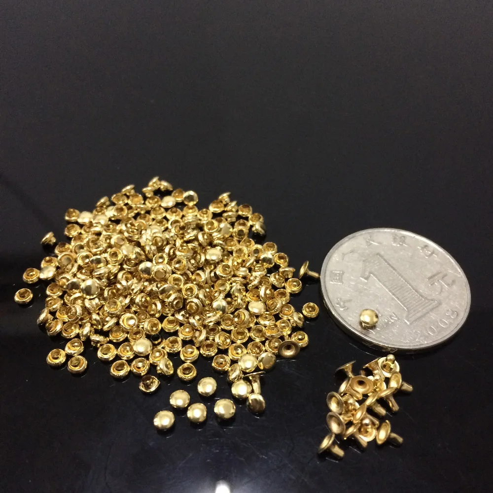 200PCS 3MM DIY Gold Painted Punk Spike Studs Spots Fashion Rivet Bags Belt Shoes Craft Mini Rivets Cute Shipping Free | Дом и сад