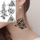 Индийские цепи GoldOcean, лотос, треугольник, цветок, татуировки Saturna, временные женские наклейки на руку, искусственные татуировки, водонепроницаемые татуировки для тела и ушей