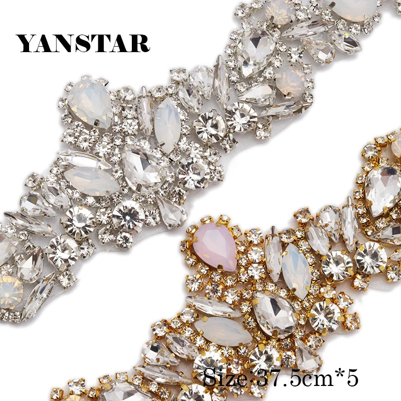 YANSTAR(30 шт.) торговля розовый золотой бисер Кристалл Аппликации со стразами аксессуары для ремешок для свадебного платья Железный свадебный пояс YS917