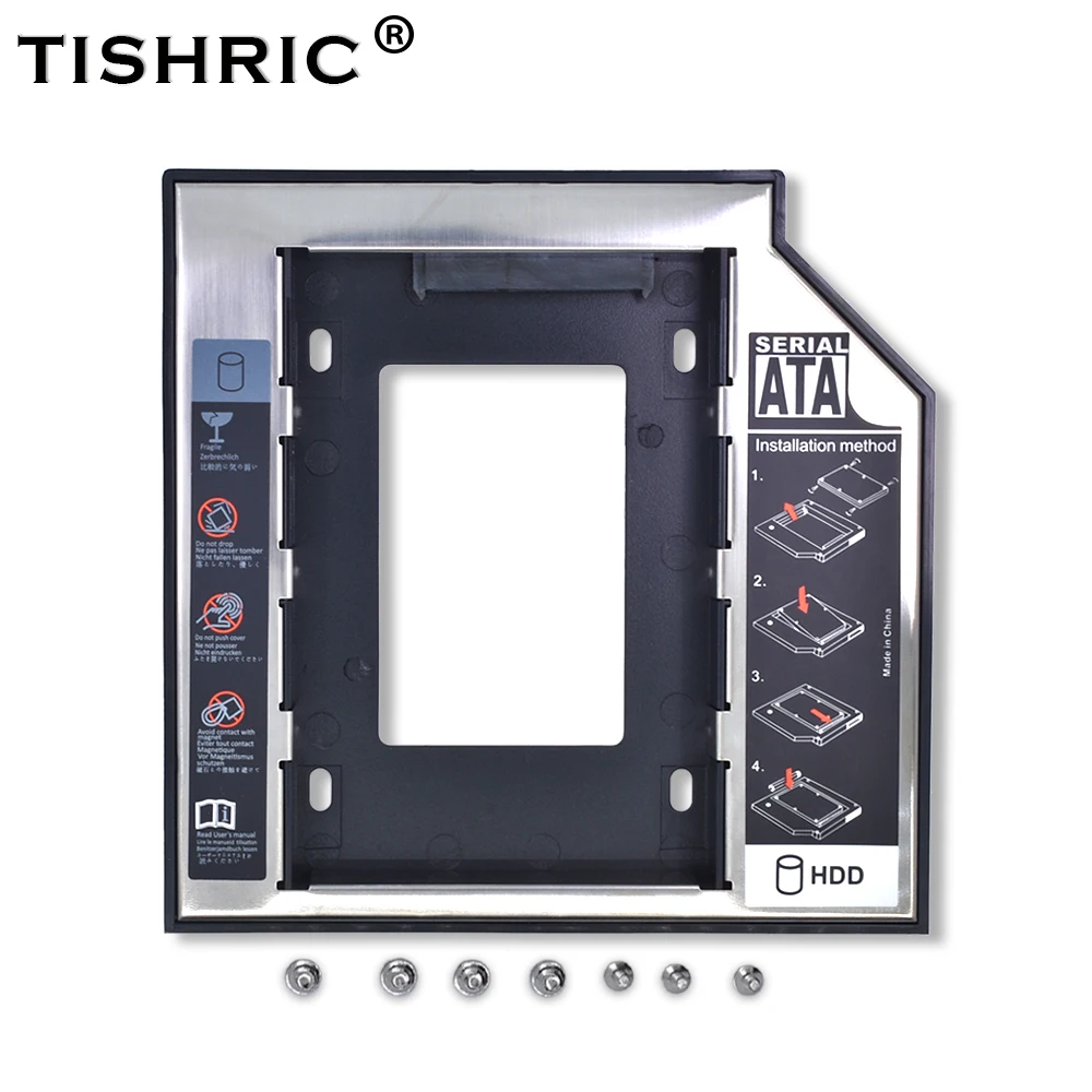 Универсальный Алюминий Пластик для ноутбука CD ROM OptiBay 2nd HDD Caddy 12 7 мм SATA 3 0 2 5 &quotSSD DVD