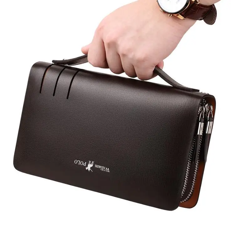 Мужской кошелек из натуральной кожи WilliamPOLO вместительный деловой воловьей на