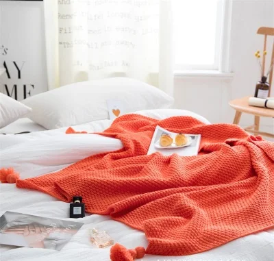 Orange 130*170 см, 10 цветов, клетчатое украшение для дома, скандинавский стиль, повседневные акриловые вязаные одеяла для кровати, чехлы для дивана, koc narzuta, Прямая поставка - Цвет: Orange