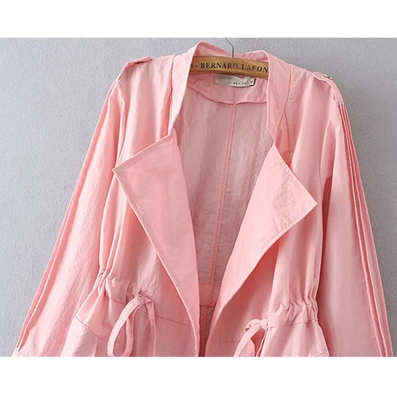 Длинное пальто для женщин ветровка Осеннее новое черное с рукавом девять черный