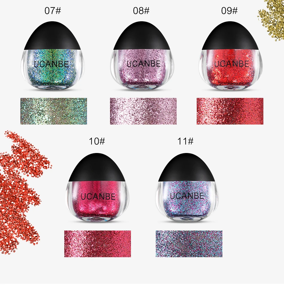 UCANBE Brand Polarized Highlighter Gel Eyeshadow Face Body Glitter Paste Cream Makeup Dimond Shine Hair Paint Cosmetic for Party