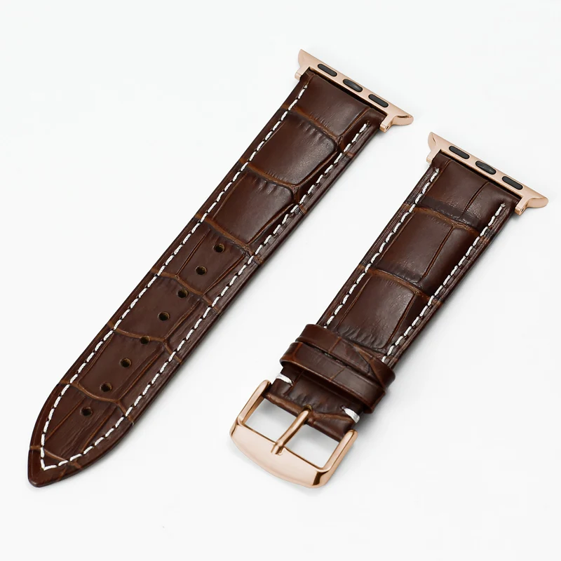 Rose-Brown-A Carouse Watch Accessories Calf Genuine Leather Strap For Apple Watch Band 42mm 38mm Series 4/3/2/1 iWatch 44mm 40mm Watchband - Цвет ремешка: Rose-Brown-A