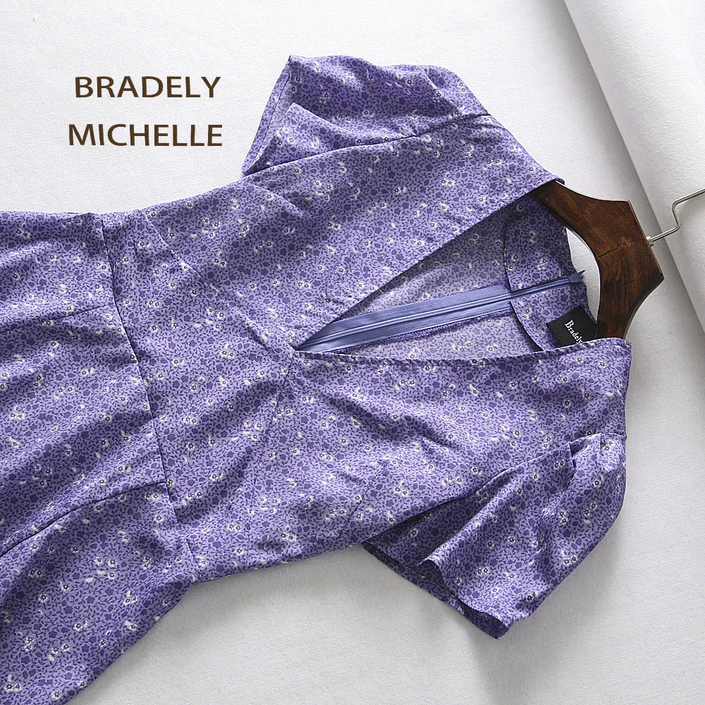 BRADELY MICHELLE, Летнее мини платье, сексуальное, v-образный вырез, короткий рукав, с принтом, платья для женщин на молнии