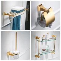 luxury gold bathroom accessories set toilet bursh holder gold polished towel ring bath hardware set wall mount bathroom products