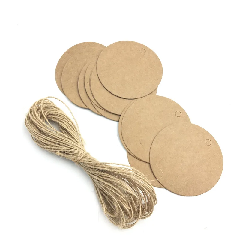 100 шт./лот белые черные коричневые бирки из крафт-бумаги круглые чемоданы заметки