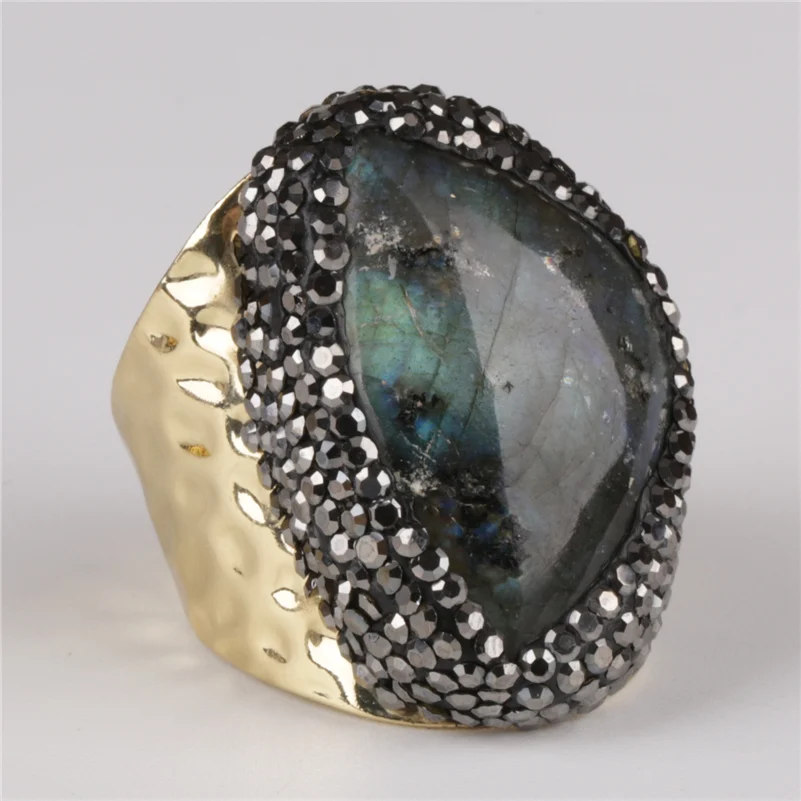 Большой натуральный темно серый лабрадорит кристалл Камень Стразы бусины