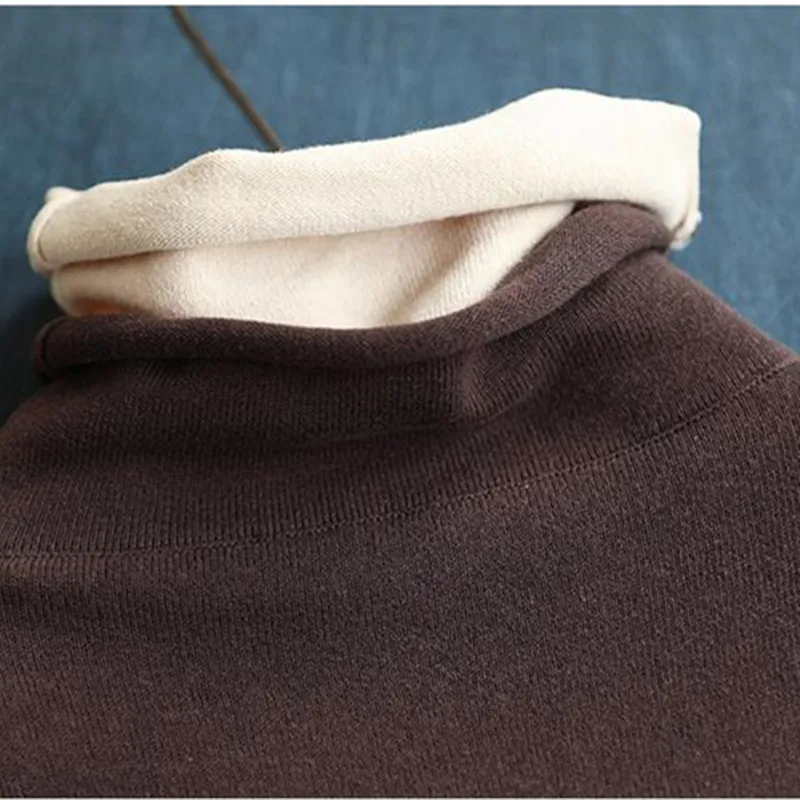 Johnature 2020 Autumn Winter Casual Fake Two Pieces Turtleneck Knitted Sweater Women Simple Long Sleeve Pullover Sweaters | Женская