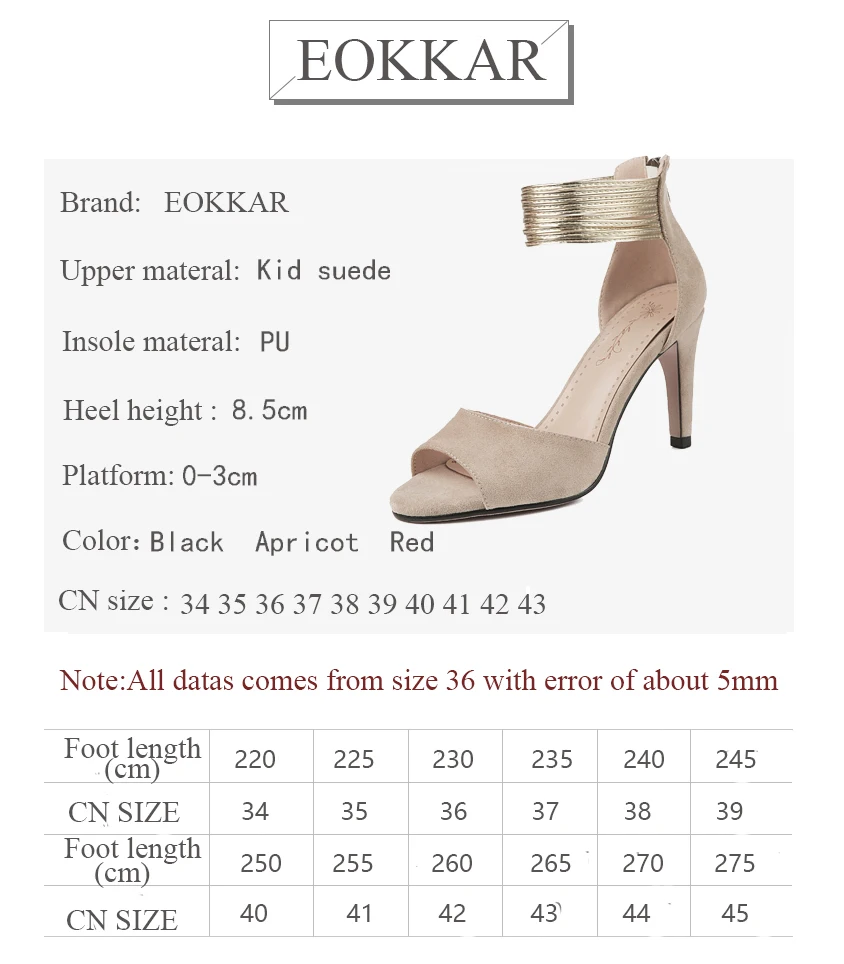 Eokkar 2019 Fashion Peep Toe High Heel Women Pumps Sandals Gold Mental Ankle Strap Ladies Red Casual Shoes Big Size 34-43 | Обувь