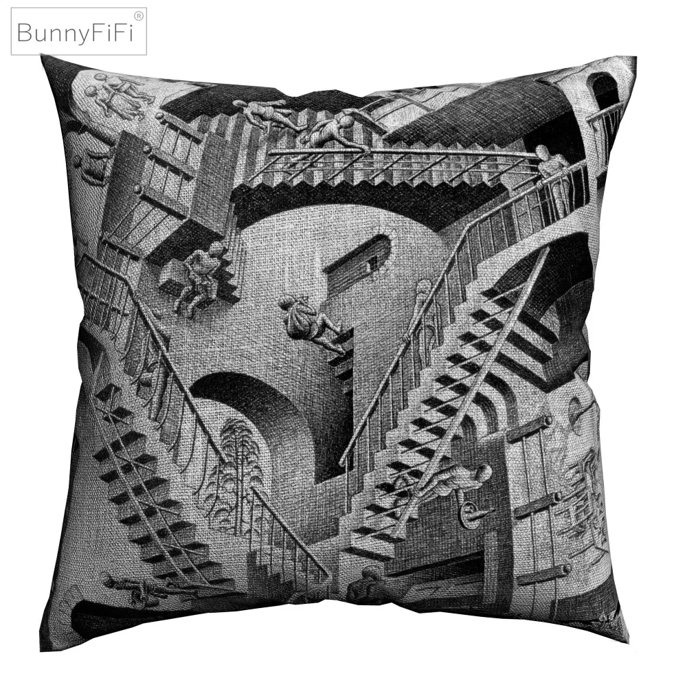 Escher Surreal геометрический рисунок декоративная хлопковая льняная наволочка 45x45 см для дивана стул декоративные домашние наволочки Almofada