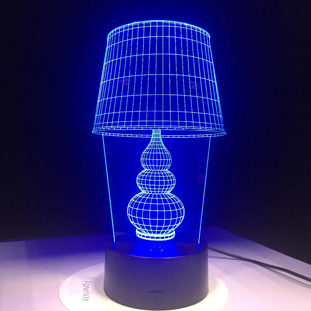 USB 3D светодиодный Ночной светильник LED Настольная лампа с сенсорной кнопкой в
