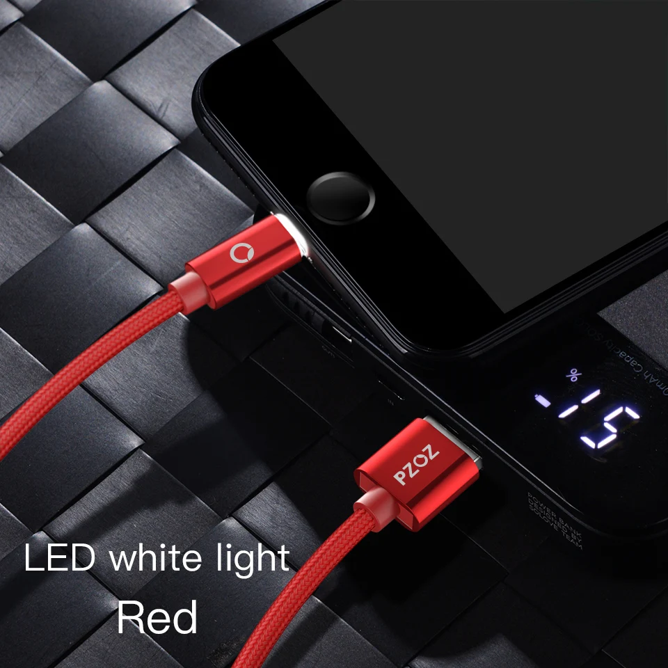 PZOZ кабель для iphone, зарядное устройство usb, быстрая зарядка для iphone x 8 6s 7 plus, светодиодный светильник, шнур для мобильного телефона, usb-кабель для передачи данных