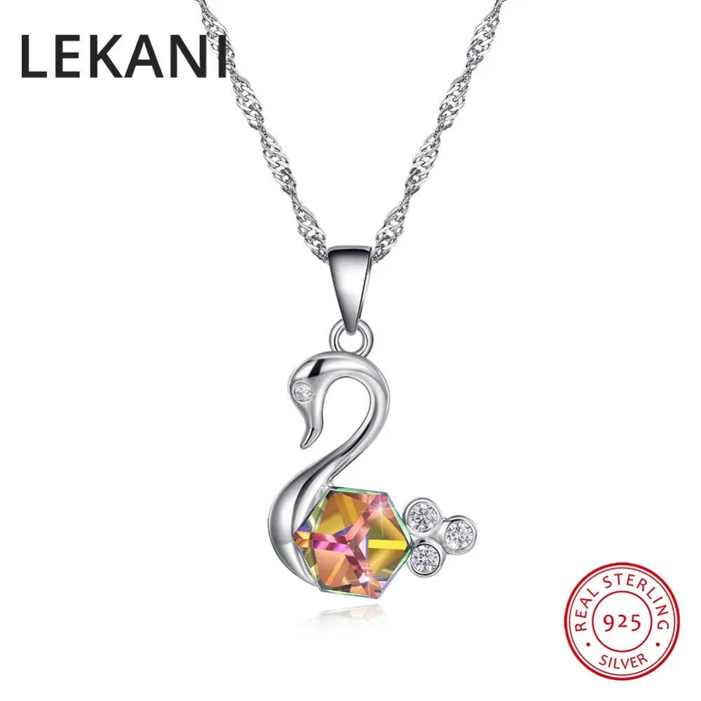 Женские ожерелья подвески LEKANI с кристаллами SWAROVSKI серебряная цепочка