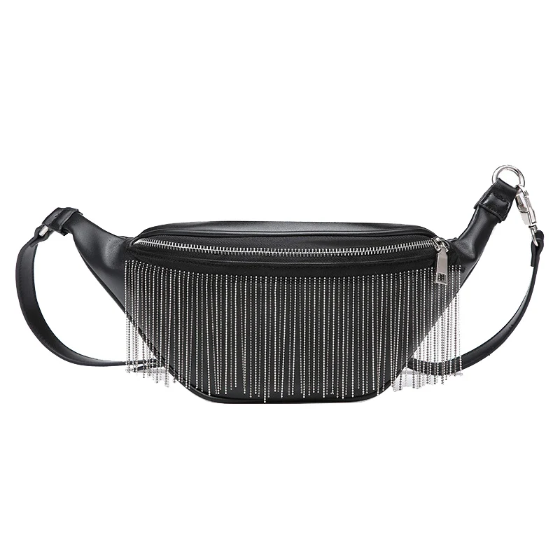 Black Waist Bag CCRXRQ новые кожаные поясные сумки с кисточками Bananka удобные черные дамские поясные сумки модная поясная сумка женская сумка через плечо грудь для девушек - Цвет: Black Waist Bag
