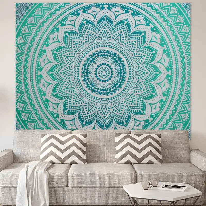 Indian Mandala Wall Hanging Tapestry Boho Geometric Pattern Carpet Throw Picnic Beach Mat Sleeping Blanket Microfiber Tapestry