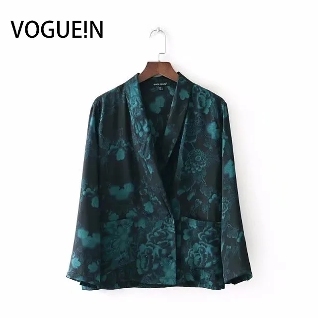 Женская пижама VOGUEIN черная блузка с зеленым цветочным принтом оптовая