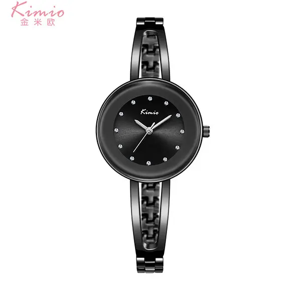 black Модные женские кварцевые часы от бренда KIMIO, часы с браслетом, роскошные женские часы, подарок, часы под платье, наручные часы, квадратный чехол - Цвет: black