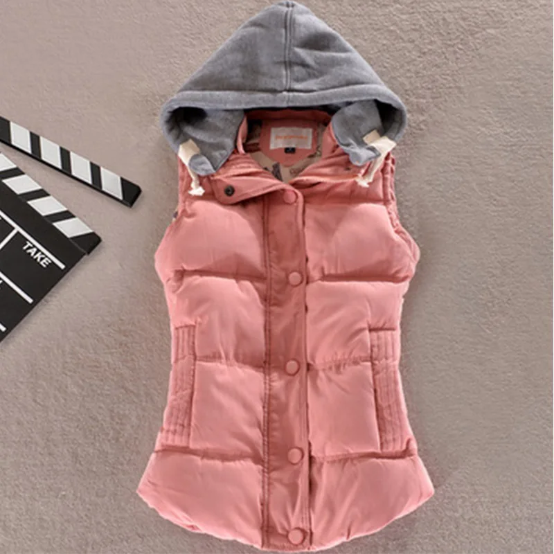 2019 Solid color Korean version Jacket Down Cotton jacket Winter Women Vest Thickening Hooded Waistcoat Coat Female cc71 | Женская