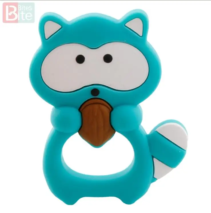 Raccoon-turquoise Кусачки 1 шт. Силиконовые Прорезыватели для зубов Единорог Пищевой Силиконовый грызунок для малышей кусачки крошечный стержень Товары для малышей BPA бесплатно мультфильм детский Прорезыватель - Цвет: Raccoon-turquoise