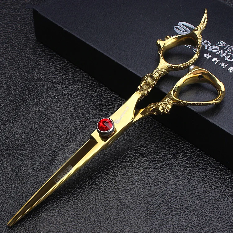 6inch gold cut 7 дюймов профессиональные ножницы для ухода за собаками прямые филировочные ножницы для стрижки кошек и собак для стрижки волос инструмент для стрижки собак - Цвет: 6inch gold cut