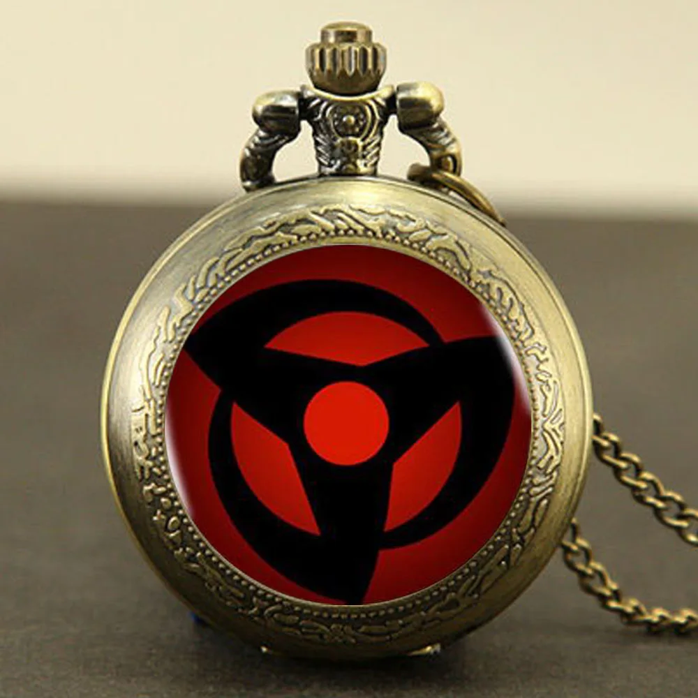 Наруто часы шиппууден Sharingan глаз кулон ожерелье Винтаж щит карманные подарок